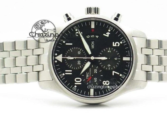 MIROTIME 0122 Minimalist Pilot Chrono 3777 43mm ZF 1:1 Best Edition Black Dial On SS Bracelet A 7364